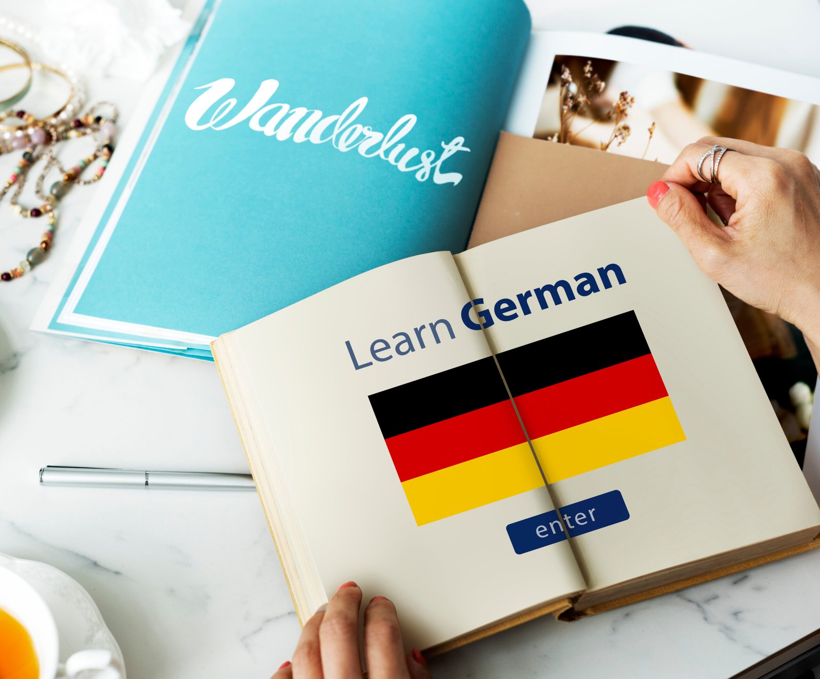 Learn German Language Online Education Concept