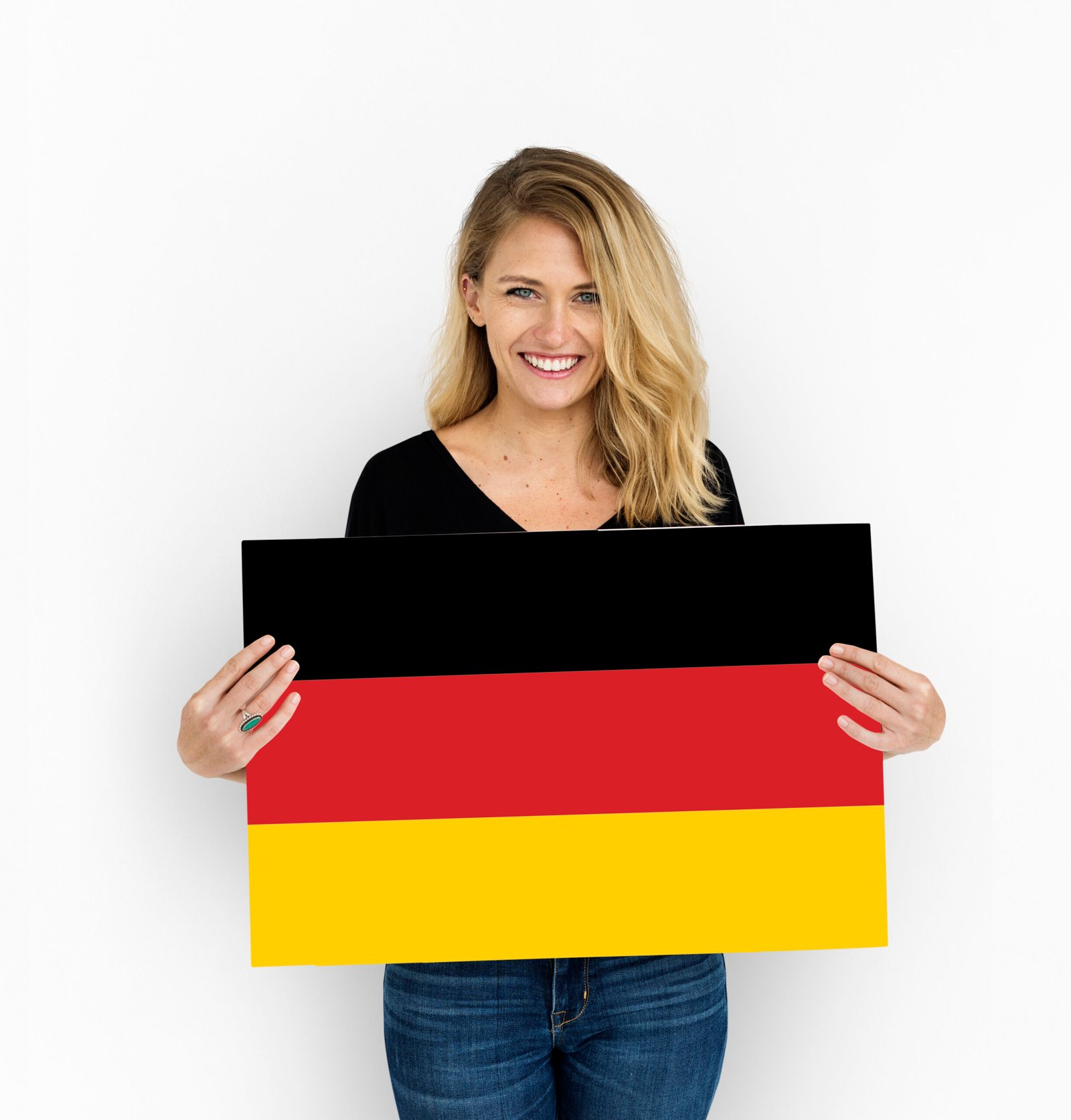 Woman Hands Hold Germany Deutschland Flag Patriotism